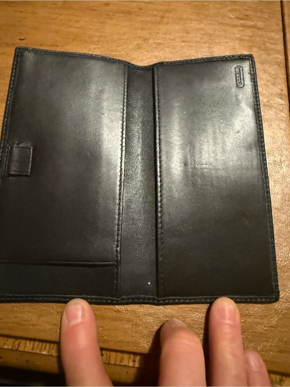 Classic Black Leather Coach Checkbook Cover - Picture 3 of 3